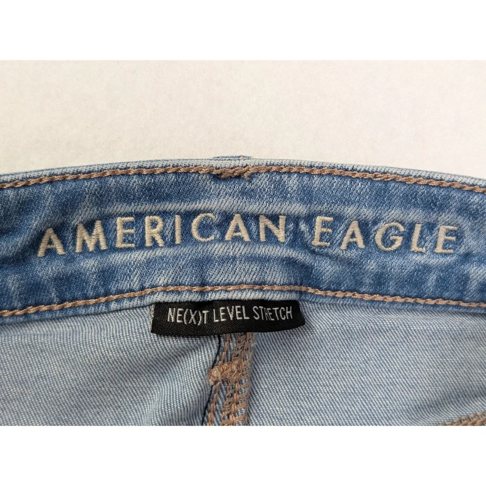 American Eagle Womens Jeans 0 Super Hi Rise Flare Distressed Blue